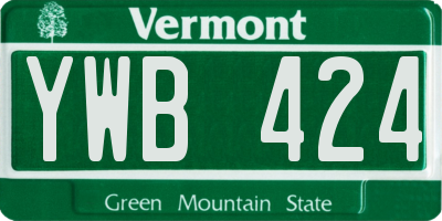 VT license plate YWB424