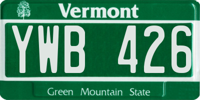 VT license plate YWB426
