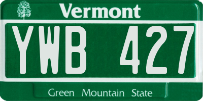 VT license plate YWB427