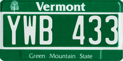 VT license plate YWB433