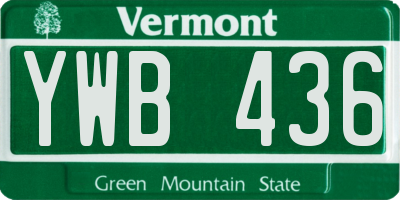 VT license plate YWB436