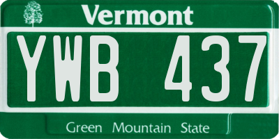 VT license plate YWB437
