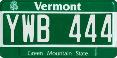VT license plate YWB444