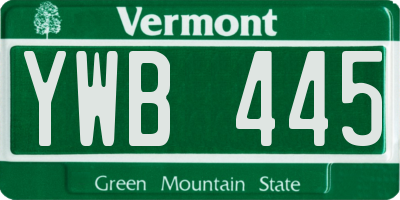 VT license plate YWB445