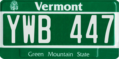 VT license plate YWB447
