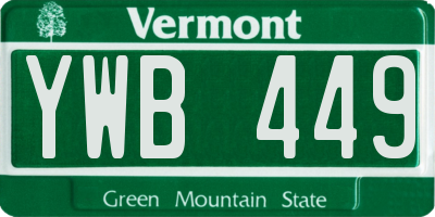 VT license plate YWB449