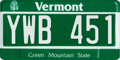 VT license plate YWB451