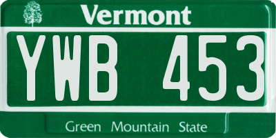 VT license plate YWB453