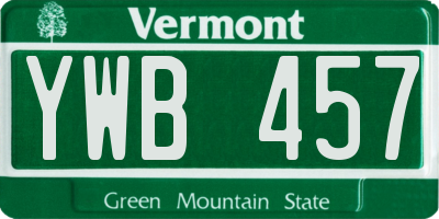 VT license plate YWB457