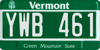 VT license plate YWB461