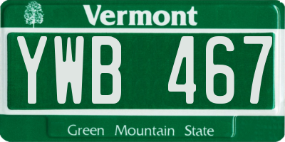 VT license plate YWB467