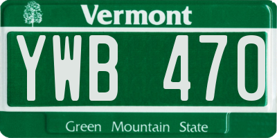 VT license plate YWB470