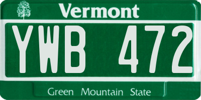VT license plate YWB472
