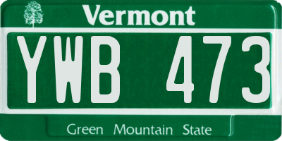 VT license plate YWB473