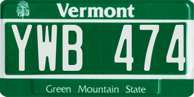 VT license plate YWB474