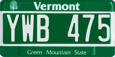 VT license plate YWB475