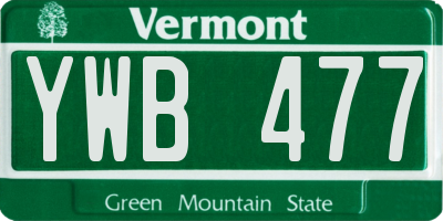 VT license plate YWB477
