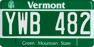 VT license plate YWB482