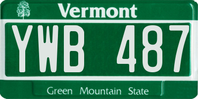 VT license plate YWB487