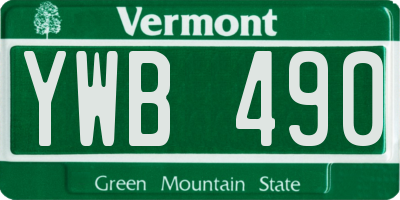 VT license plate YWB490