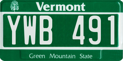 VT license plate YWB491