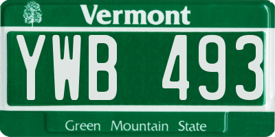VT license plate YWB493