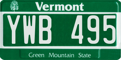 VT license plate YWB495