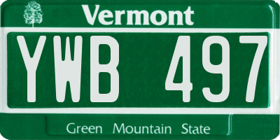VT license plate YWB497