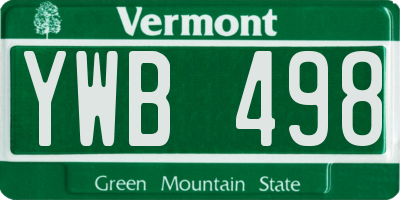 VT license plate YWB498