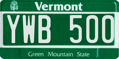 VT license plate YWB500