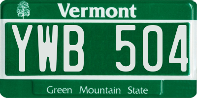 VT license plate YWB504