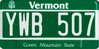 VT license plate YWB507