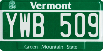 VT license plate YWB509
