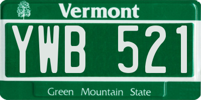 VT license plate YWB521
