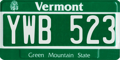 VT license plate YWB523