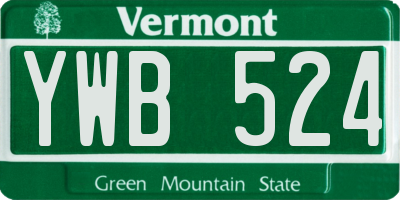 VT license plate YWB524