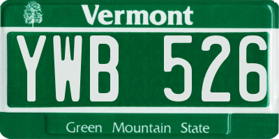 VT license plate YWB526
