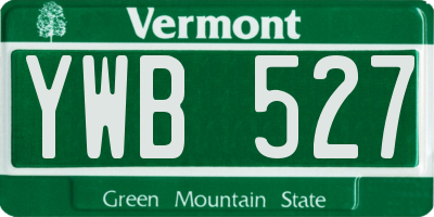 VT license plate YWB527