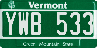 VT license plate YWB533