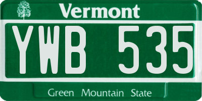 VT license plate YWB535