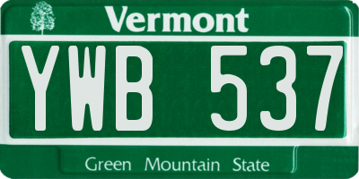 VT license plate YWB537