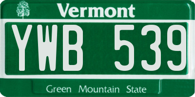 VT license plate YWB539