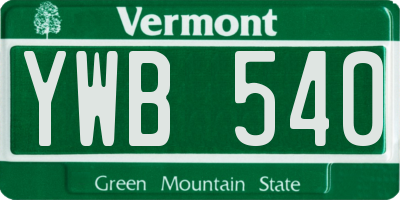 VT license plate YWB540