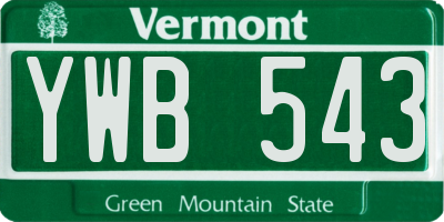 VT license plate YWB543