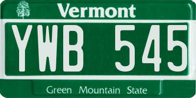 VT license plate YWB545