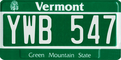 VT license plate YWB547