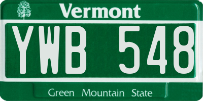 VT license plate YWB548