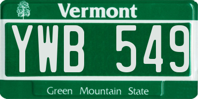 VT license plate YWB549
