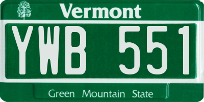 VT license plate YWB551