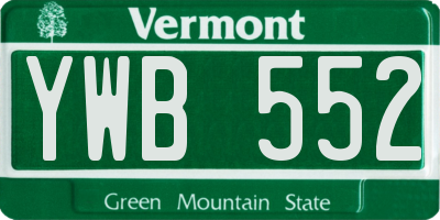 VT license plate YWB552